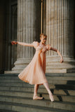 Juliet peach silk dresses - Hire only