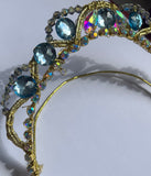 Light Blue and Gold Head Piece Tiara - Hire Only