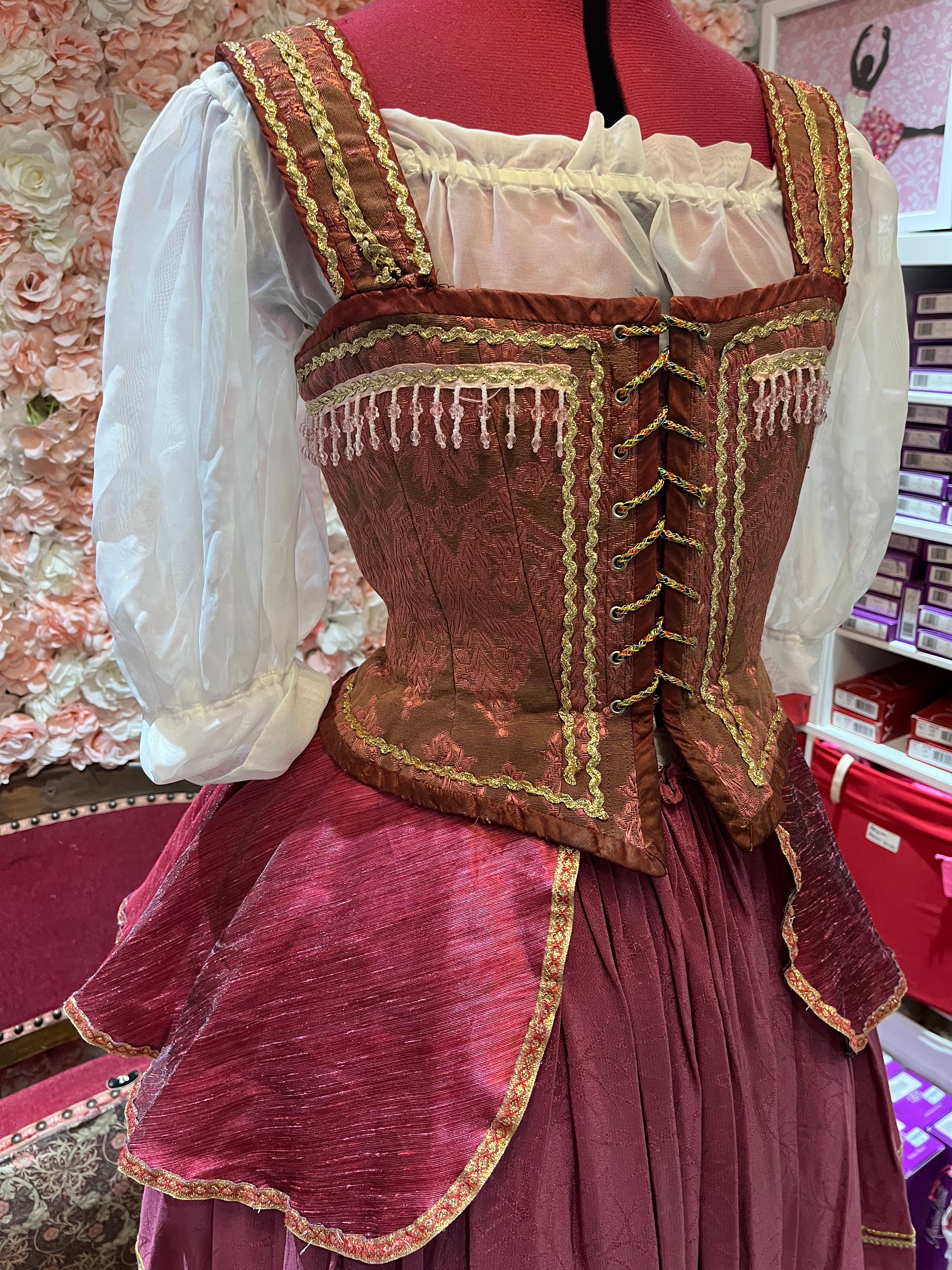 Peasant Costume - No. 5 Burgundy- Hire only Just Ballet Peasant Costume - No. 5 Burgundy- Hire only Just Ballet