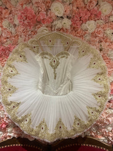 Ivory and gold pancake tutu 10-11yrs Hire only