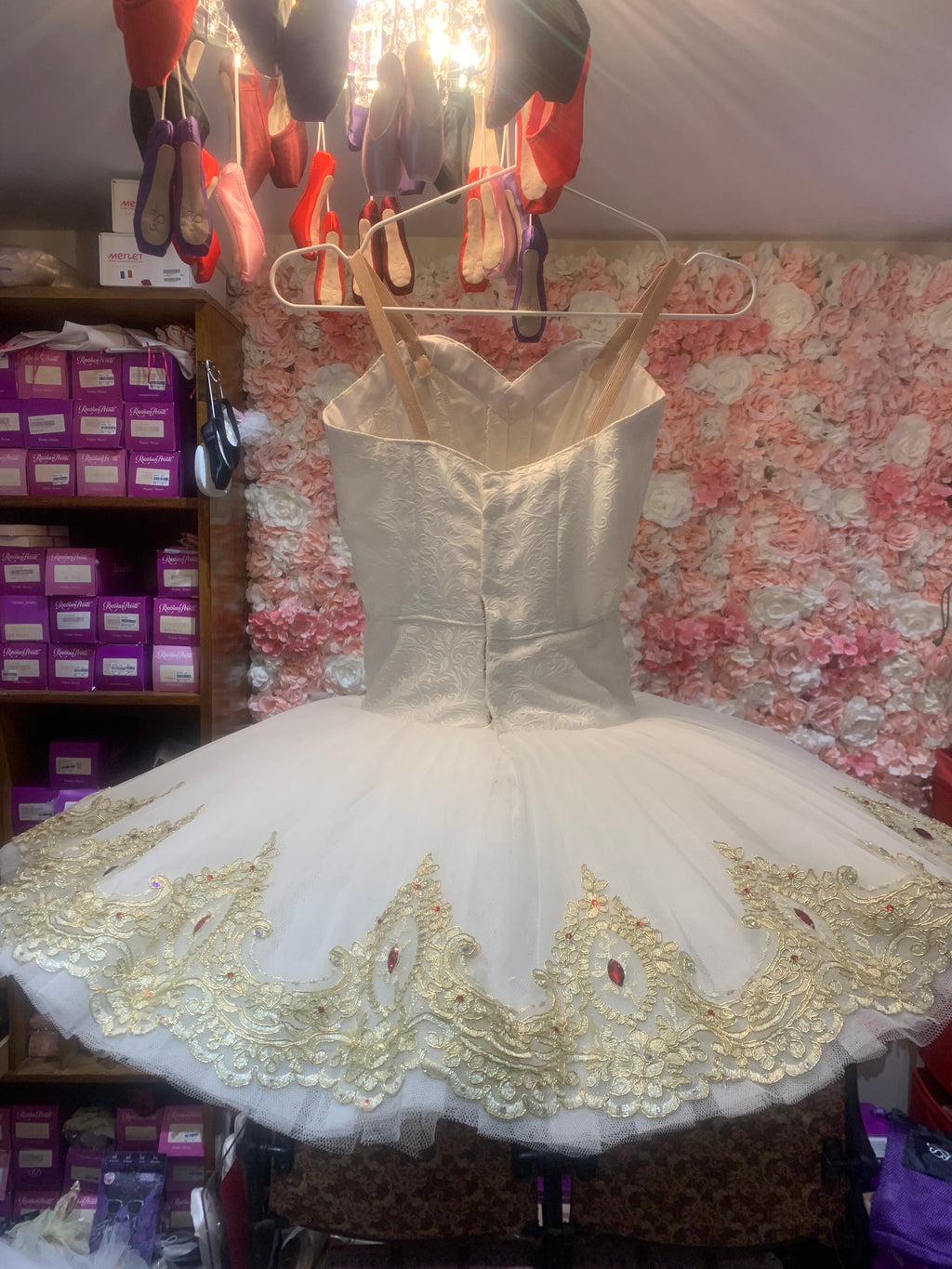 Ivory and gold pancake tutu 10-11yrs Hire only
