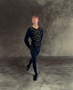 Black and gold velvet tunic - hire only