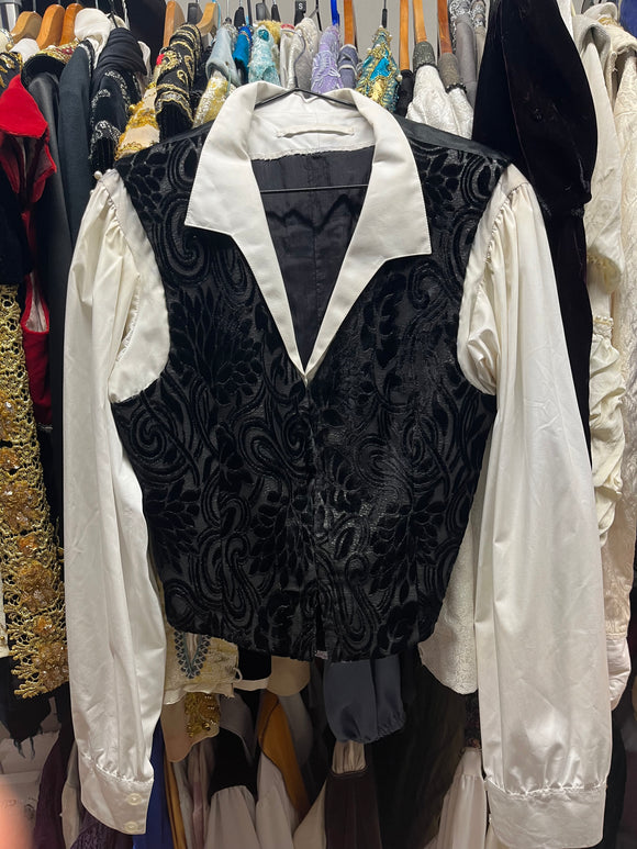 Black velvet waistcoat and shirt - hire only